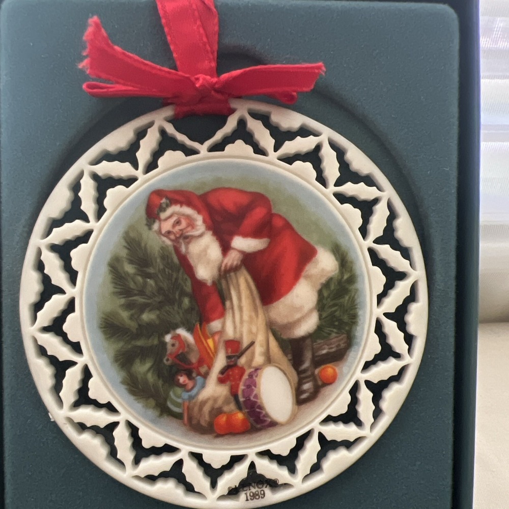LENOX 1989 Santa's Visit Christmas China Ornament from SANTA'S PORTRAIT Series